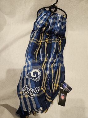 Los Angeles Rams Plaid Crinkle Scarf - Navy, Blue & Gold